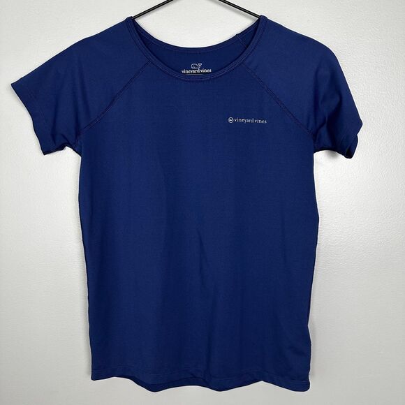 Vineyard Vines Performance Navy Short Sleeve Top Girls Large 14 - Picture 1 of 5
